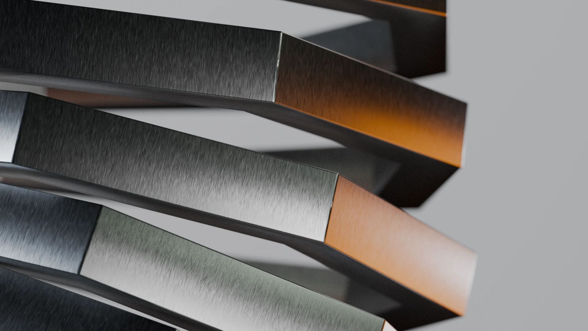 Repeated brushed metal octagons with warm copper reflections